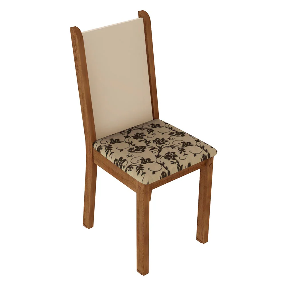 Conjunto Sala de Jantar Mesa Tampo de Vidro 6 Cadeiras Rustic/Crema/Bege Marrom Heloísa Madesa - Image 7