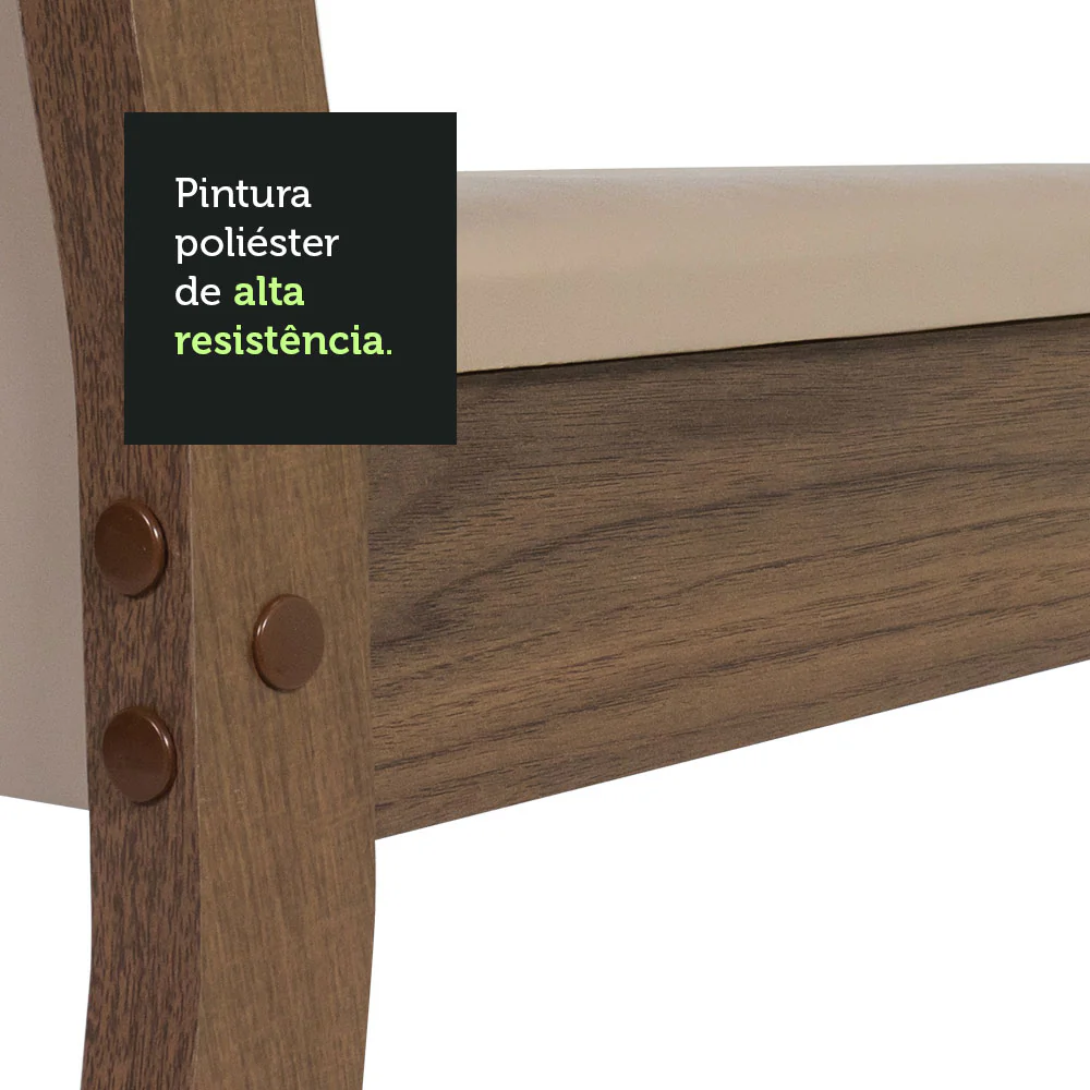 Conjunto Sala de Jantar Mesa Tampo de Vidro 6 Cadeiras Rustic/Crema/Bege Zoe Madesa - Image 9