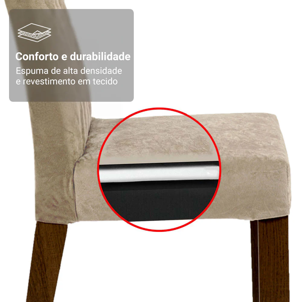Conjunto Sala de Jantar Mesa Tampo de Vidro 6 Cadeiras Rustic/Imperial Odara Madesa - Image 7