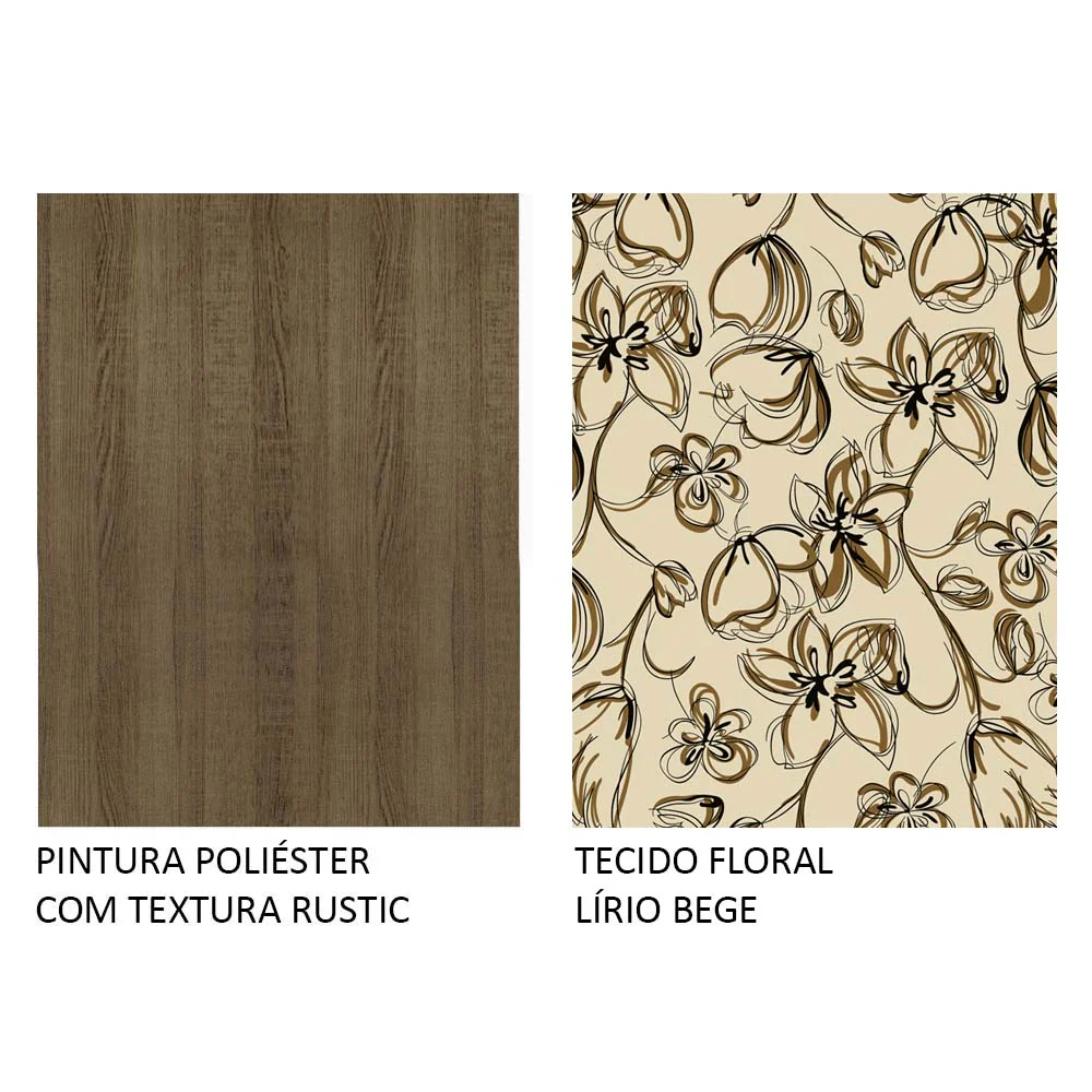 Conjunto Sala de Jantar Mesa Tampo de Vidro 6 Cadeiras Rustic/Lírio Bege Isla Madesa - Image 10