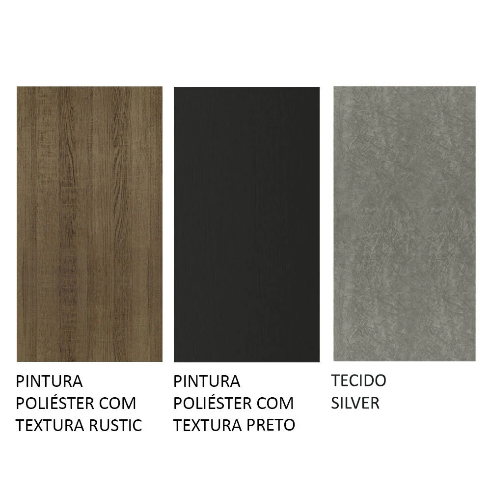 Conjunto Sala de Jantar Mesa Tampo de Vidro 6 Cadeiras Rustic/Preto/Silver Valerie Madesa - Image 9