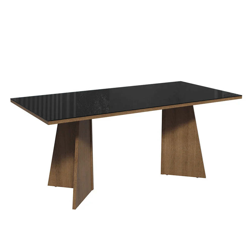 Conjunto Sala de Jantar Mesa Tampo de Vidro 6 Cadeiras Rustic/Preto Viola Madesa - Image 5