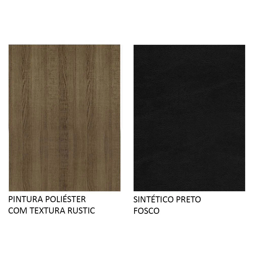 Conjunto Sala de Jantar Mesa Tampo de Vidro 6 Cadeiras Rustic/Sintético Preto Isla Madesa - Image 10