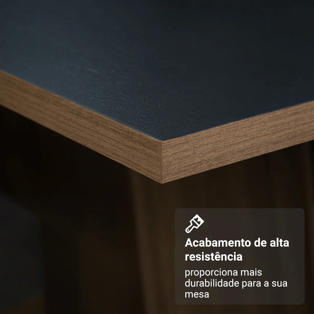 Conjunto Sala de Jantar Tampo de Madeira 4 Cadeiras Rustic/Preto/Oxford Aspen Madesa - Image 7