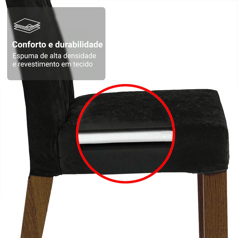 Conjunto Sala de Jantar Tampo de Madeira 4 Cadeiras Rustic/Preto/Oxford Tulum Madesa - Image 8