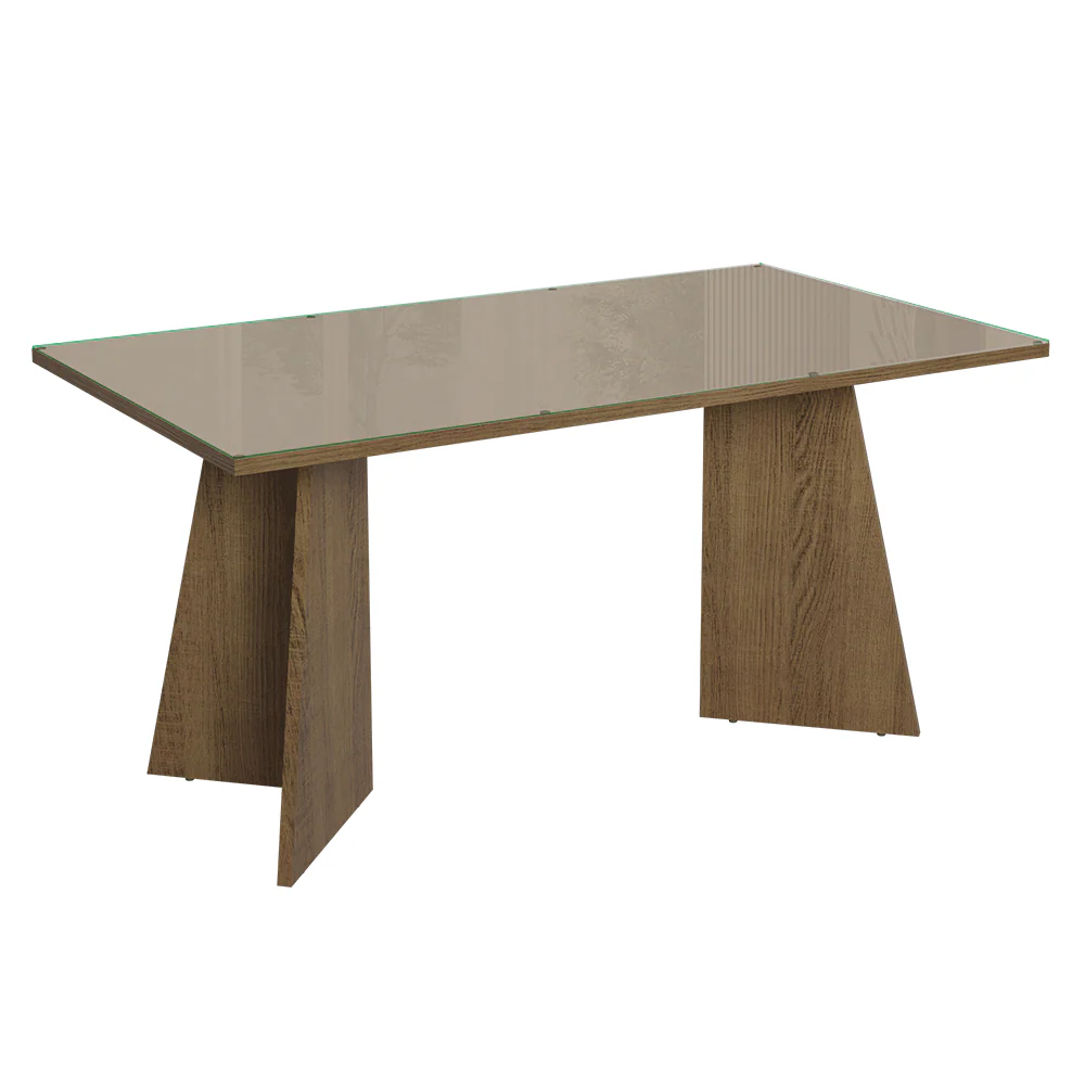 Conjunto Sala de Jantar Tampo de Vidro 6 Cadeiras Rustic/Crema/Imperial Madrid Madesa - Image 6