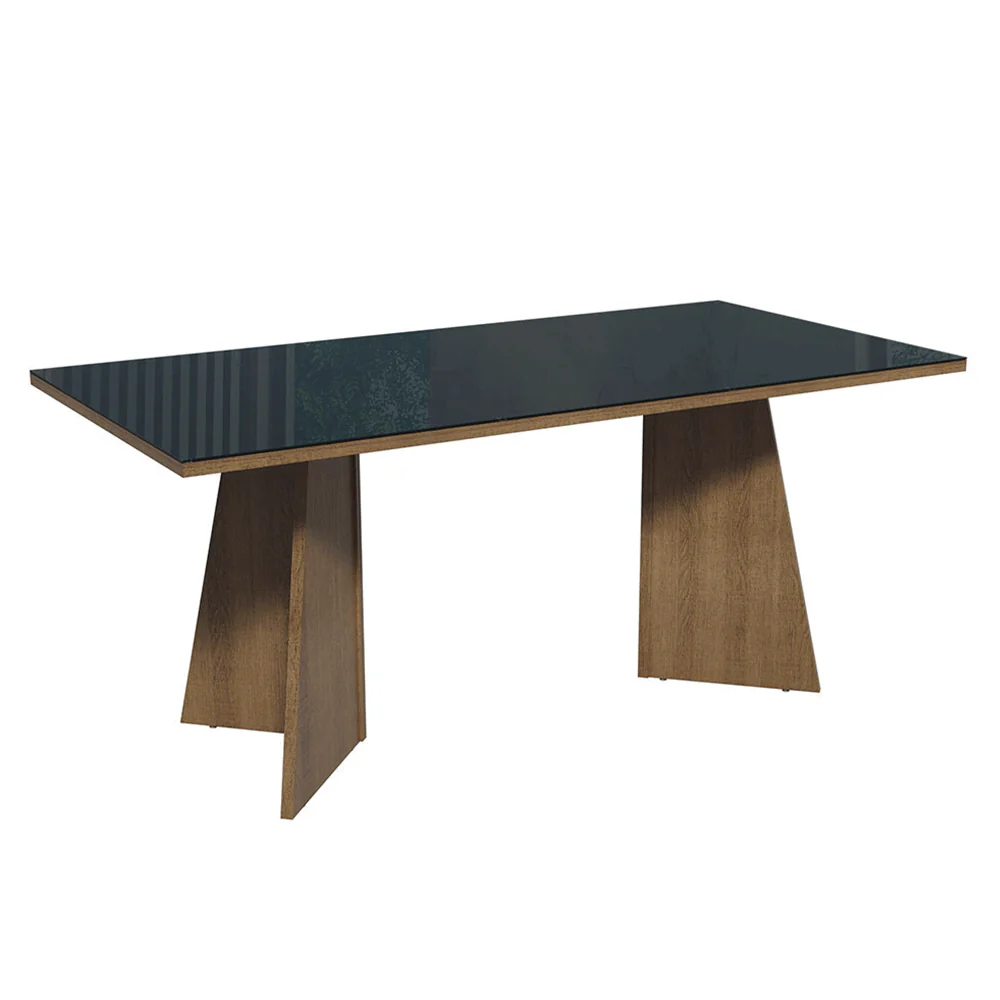 Conjunto Sala de Jantar Tampo de Vidro 6 Cadeiras Rustic/Preto/Oxford Siena Madesa - Image 6