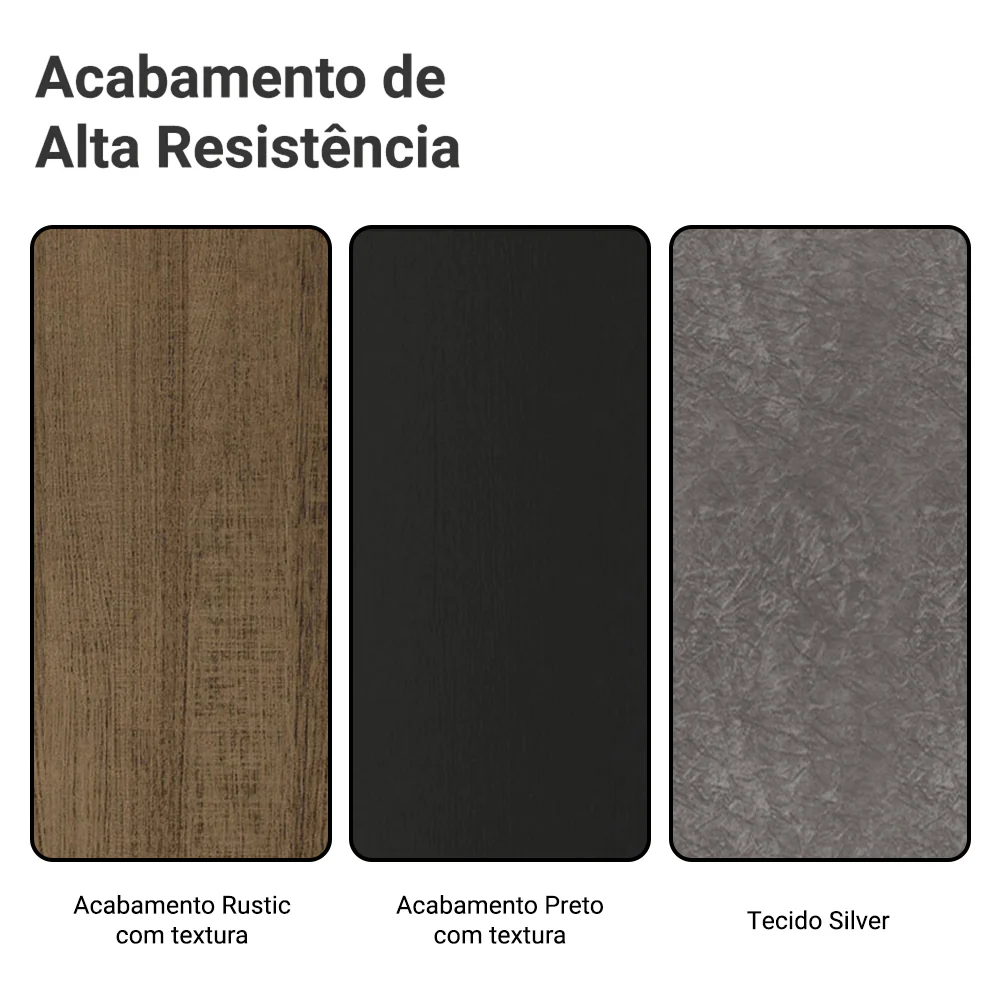 Conjunto Sala de Jantar Tampo de Vidro 6 Cadeiras Rustic/Preto/Silver Amalfi Madesa - Image 10