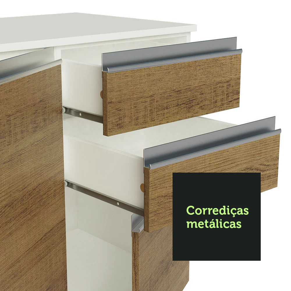 Armário de Cozinha Compacta 100% MDF 120 cm Branco/Rustic/Crema Smart Madesa 01 - Image 8