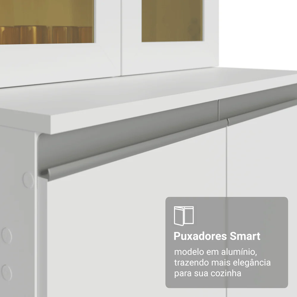 Armário de Cozinha Compacta 100% MDF 170 cm Branco Smart Madesa 01 - Image 5
