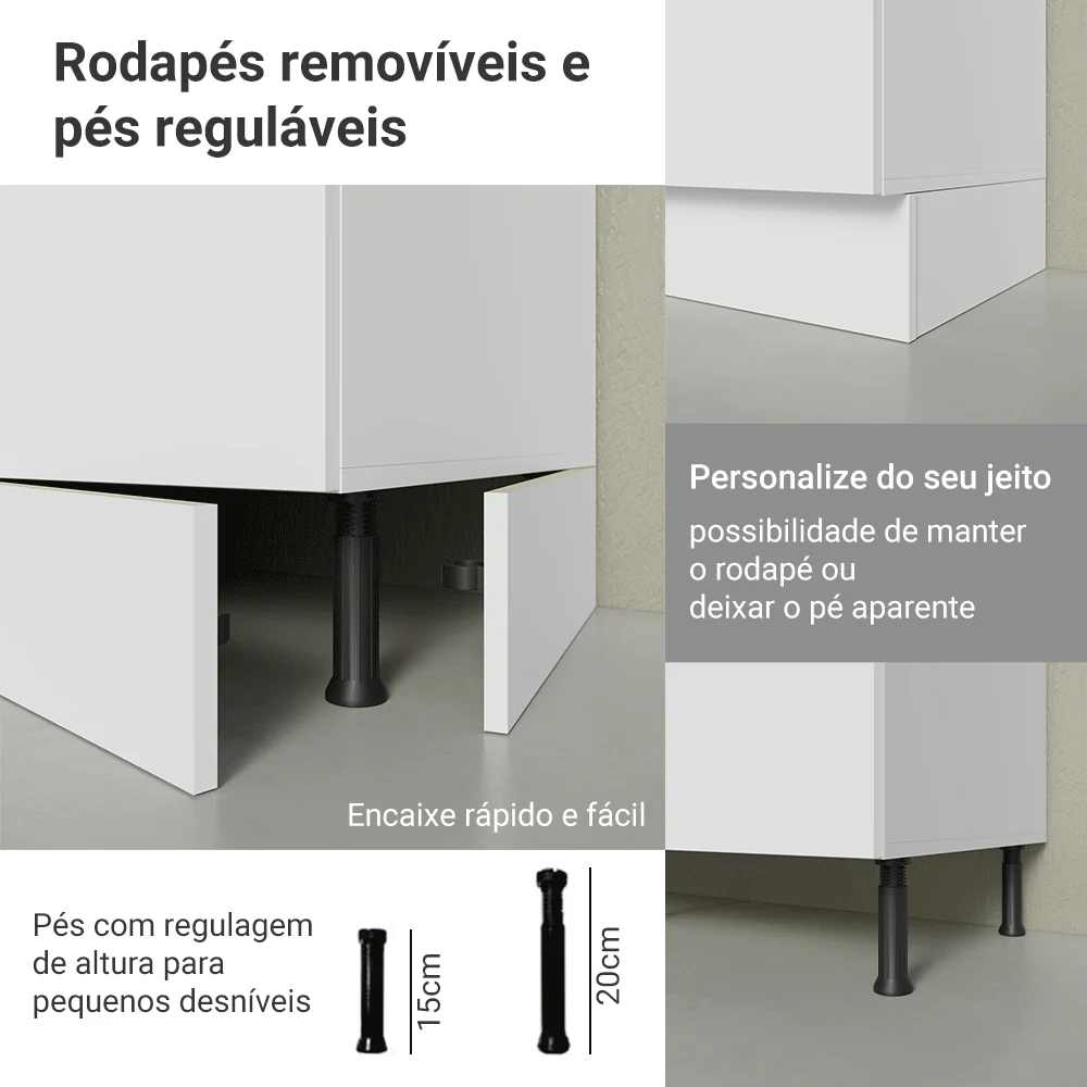 Armário de Cozinha Compacta 100% MDF 170 cm Branco Smart Madesa 01 - Image 8