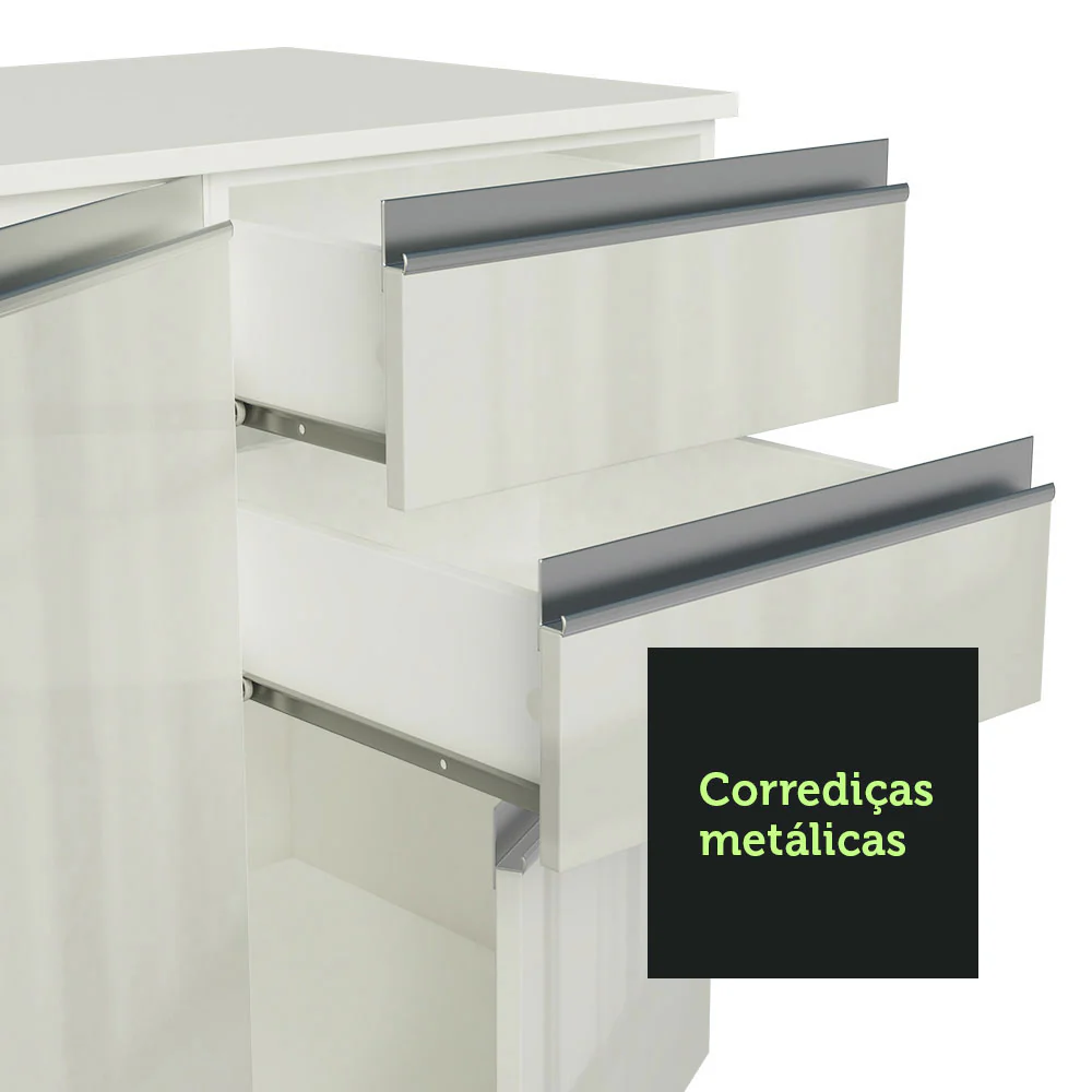 Armário de Cozinha Compacta 100% MDF 190 cm Frentes Branco Brilho Smart Madesa XP - Image 9