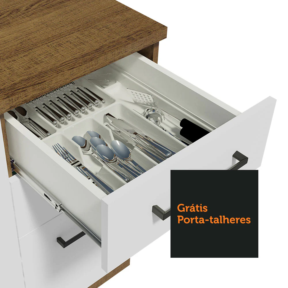 Armário de Cozinha Compacta 150cm Rustic/Branco Agata Madesa 02 - Image 8