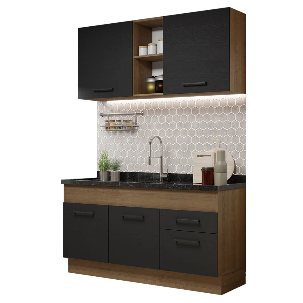 Armário de Cozinha Compacta 150cm Rustic/Preto Agata Madesa 02 - Image 2