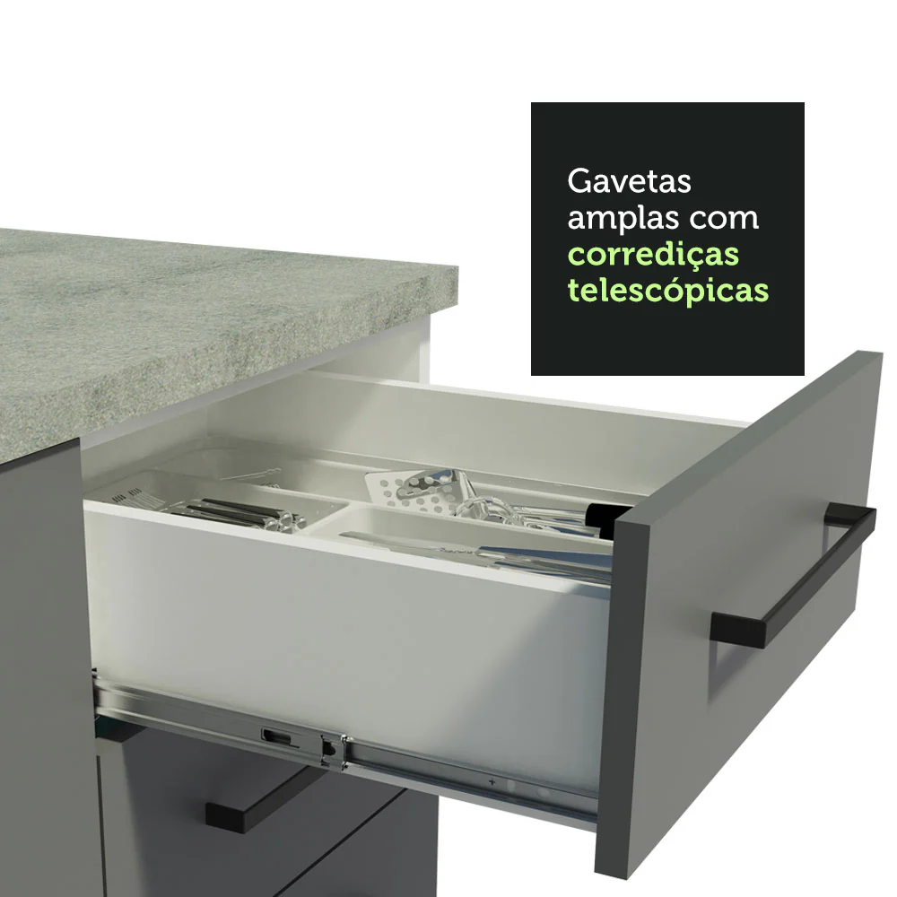 Armário de Cozinha Compacta 280cm Branco/Cinza Agata Madesa 02 - Image 6
