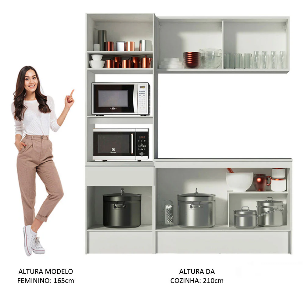 Armário de Cozinha Compacta 180cm Branco Diamante Madesa 86 - Image 6