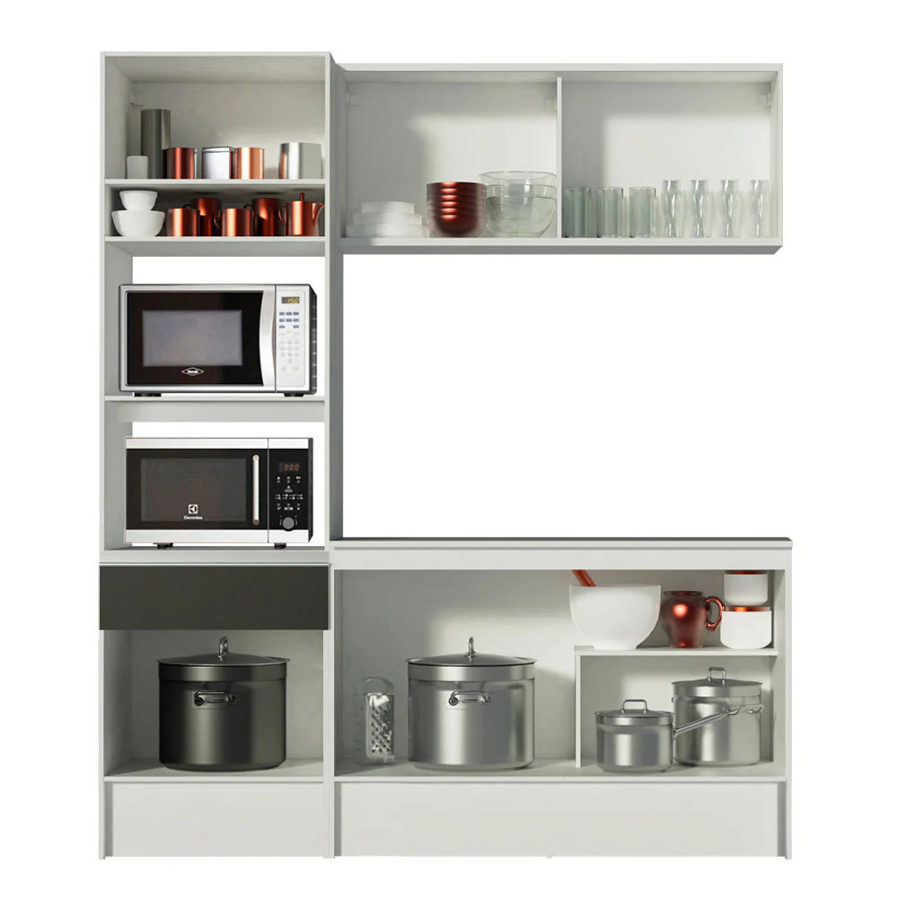 Armário de Cozinha Compacta 180cm Branco/Preto Diamante Madesa 86 - Image 5