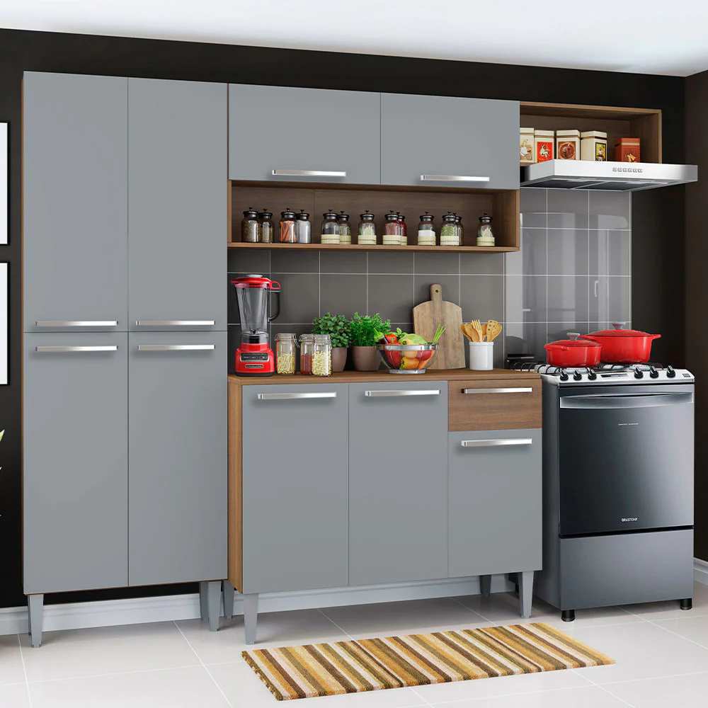 Armário de Cozinha Compacta Rustic/Cinza Emilly Top Madesa