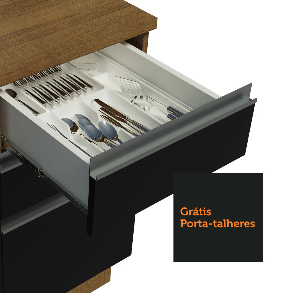 Armário de Cozinha Compacta 120cm Rustic/Preto Glamy Madesa 03 - Image 8
