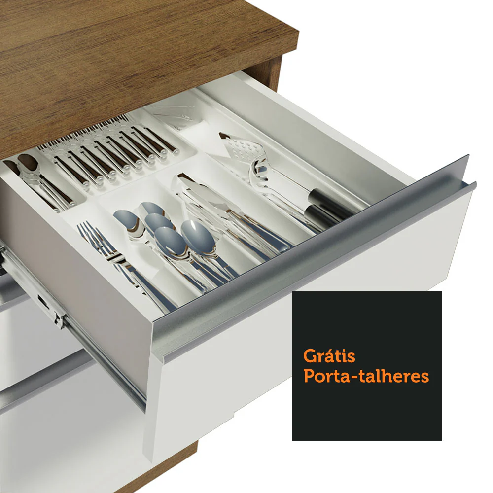 Armário de Cozinha Compacta 280cm Rustic/Branco Marina Madesa 01 - Image 8