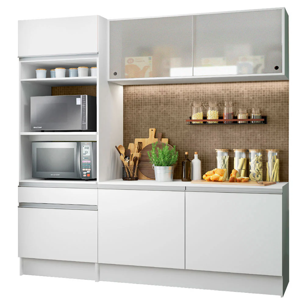 Armário de Cozinha Compacta 180cm Branco Topazio Madesa 86 - Image 2