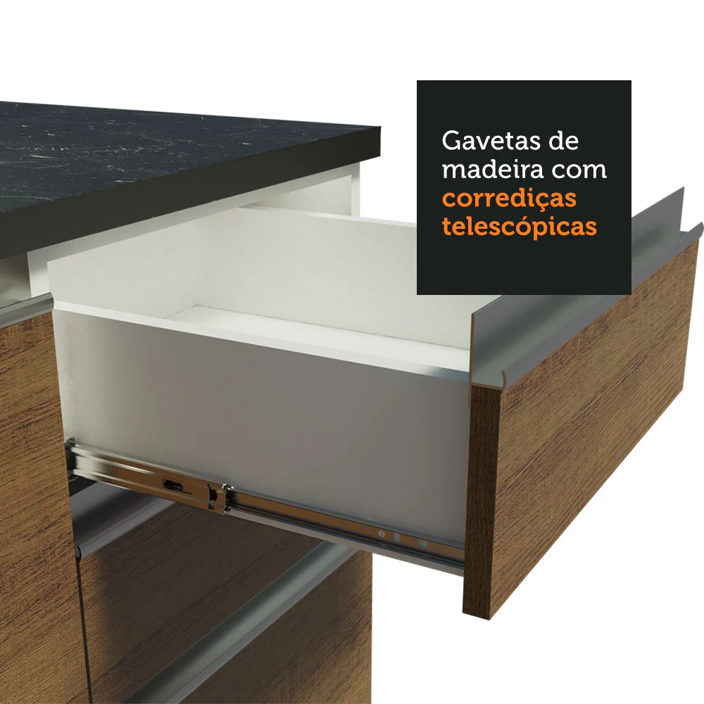 Armário de Cozinha Completa 100% MDF 260cm Branco/Rustic Acordes Madesa 01 - Image 7