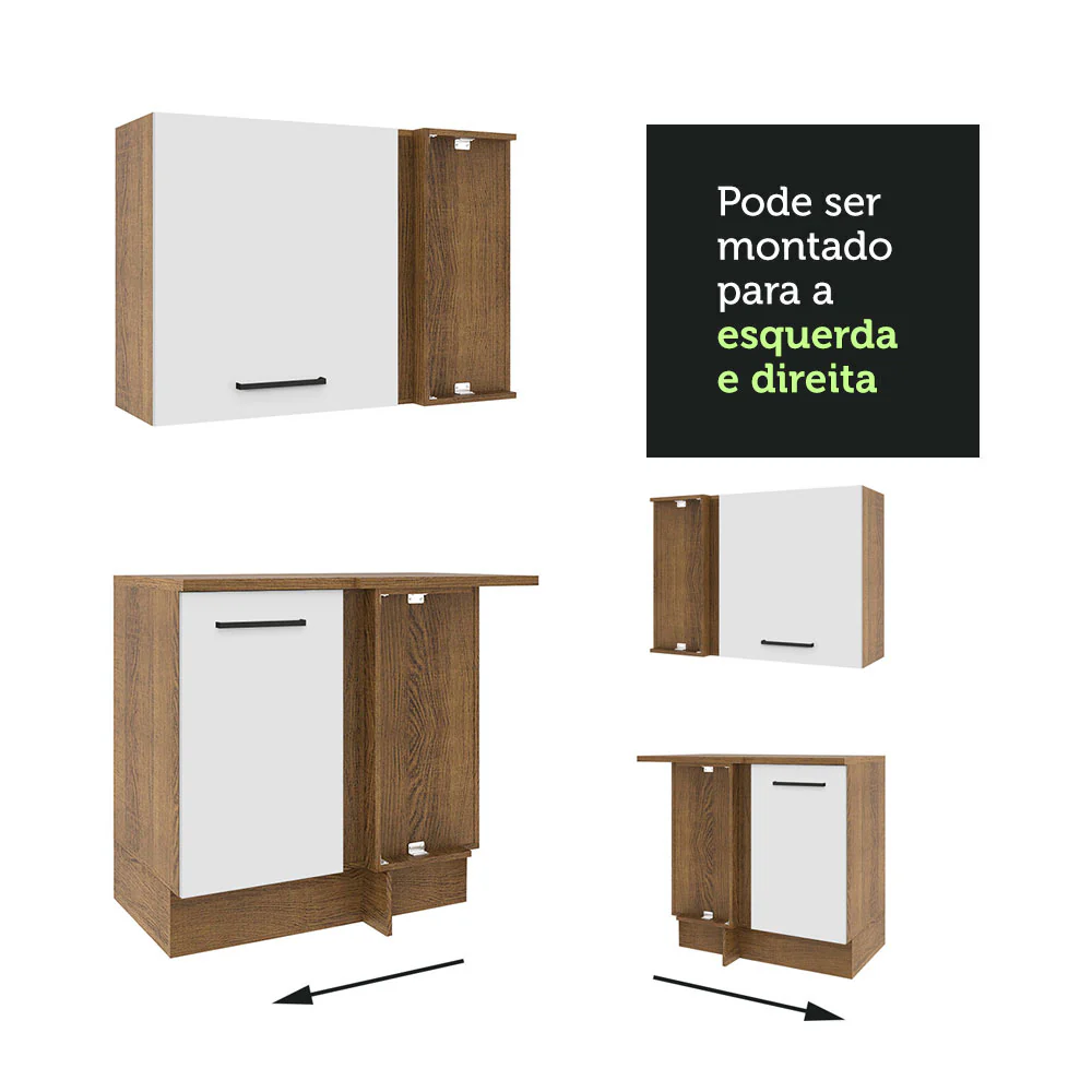 Armário de Cozinha Completa de Canto 389cm Rustic Branco Agata Madesa 01 - Image 9