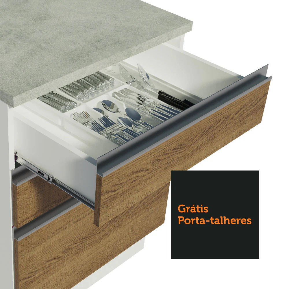 Armário de Cozinha Completa de Canto 349cm Branco Rustic Glamy Madesa 02 - Image 8