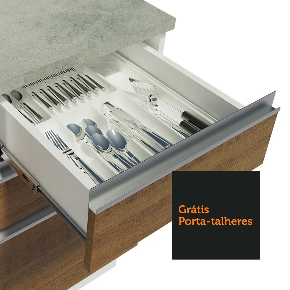 Armário de Cozinha Completa de Canto 479cm Branco Rustic Glamy Madesa 01 - Image 8