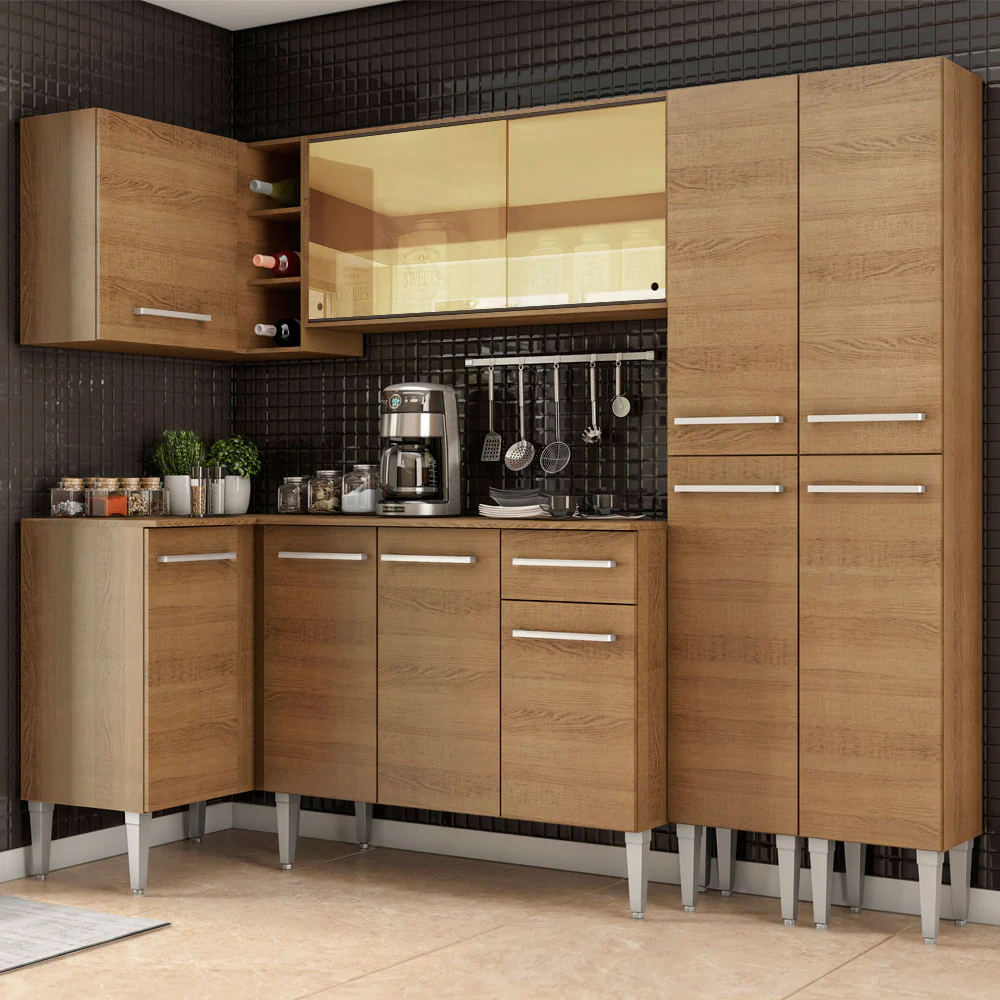 Armário de Cozinha Completa de Canto 293cm Rustic Emilly Line Madesa 06