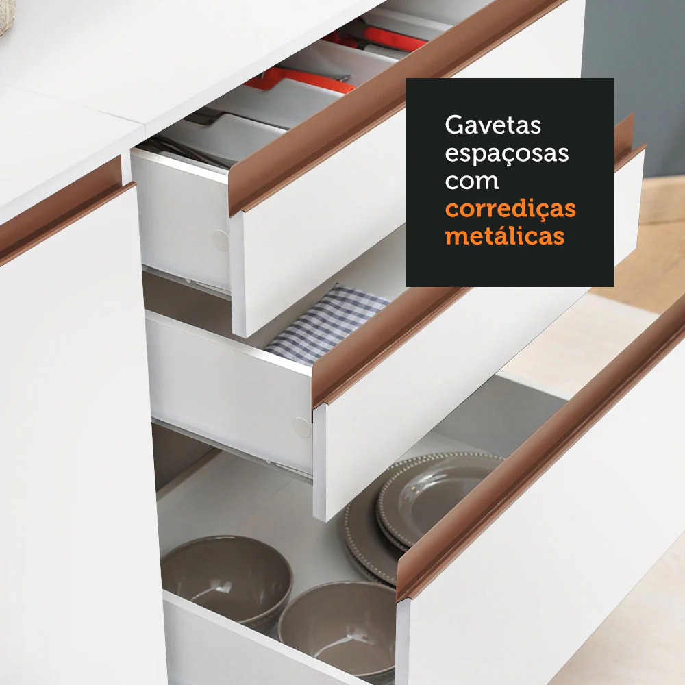 Armário de Cozinha Completa de Canto 392cm Branco Reims Madesa 01 - Image 9