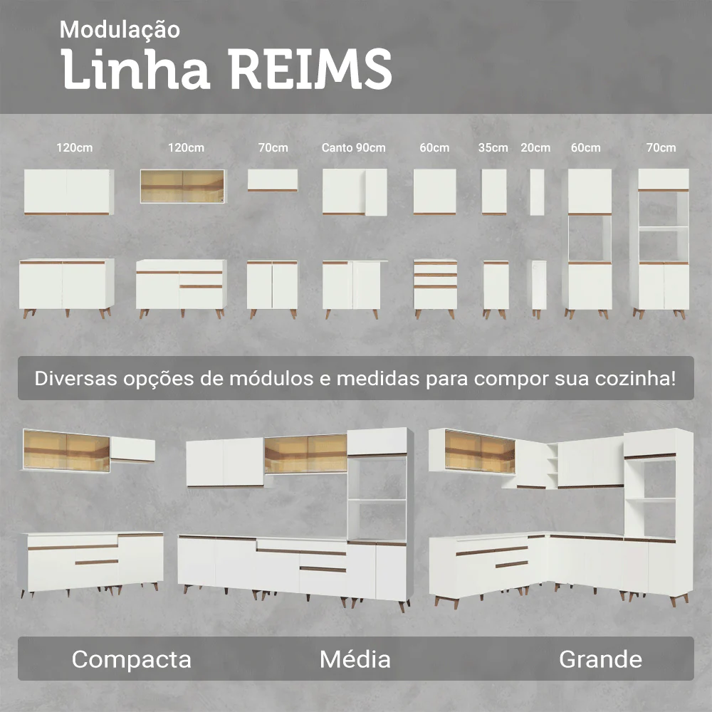 Armário de Cozinha Completa de Canto 452cm Branco Reims Madesa 01 - Image 11