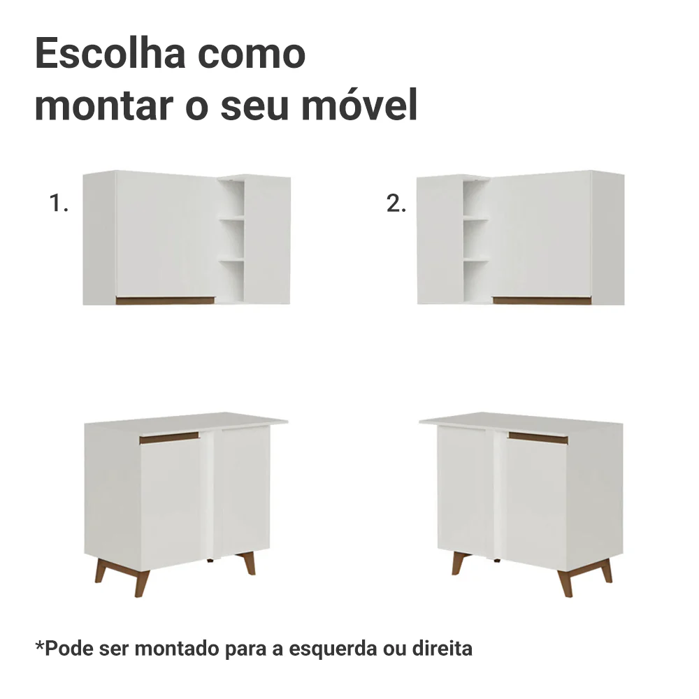 Armário de Cozinha Completa de Canto 452cm Branco Reims Madesa 01 - Image 9