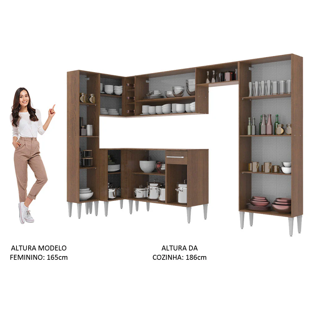 Armário de Cozinha Completa 385cm Rustic/Preto Emilly Love Madesa 01 - Image 5