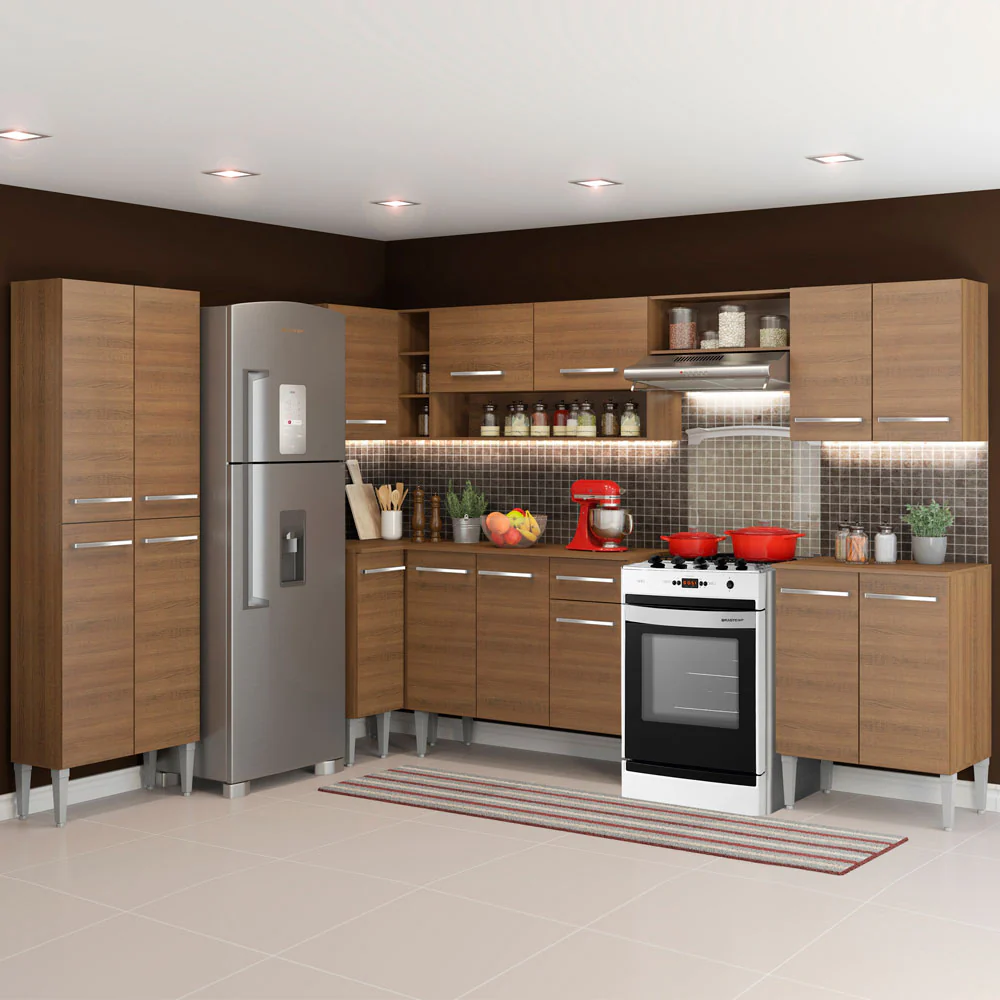 Armário de Cozinha Completa de Canto 481cm Rustic Emilly Moon Madesa 01