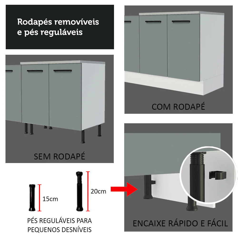 Armário de Cozinha Completa 260cm Branco Cinza Agata Madesa 02 - Image 8