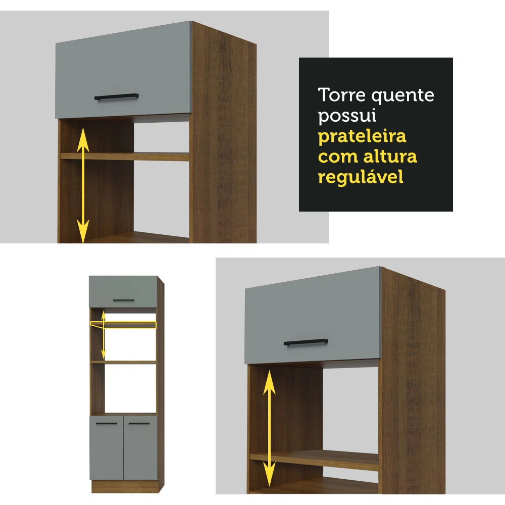 Armário de Cozinha Completa 270cm Rustic/Cinza Agata Madesa 01 - Image 8