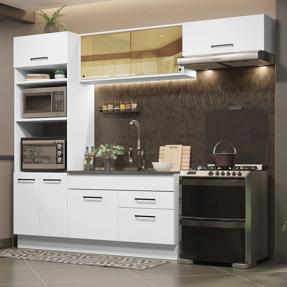 Armário de Cozinha Completa 270cm Branco Agata Madesa 04