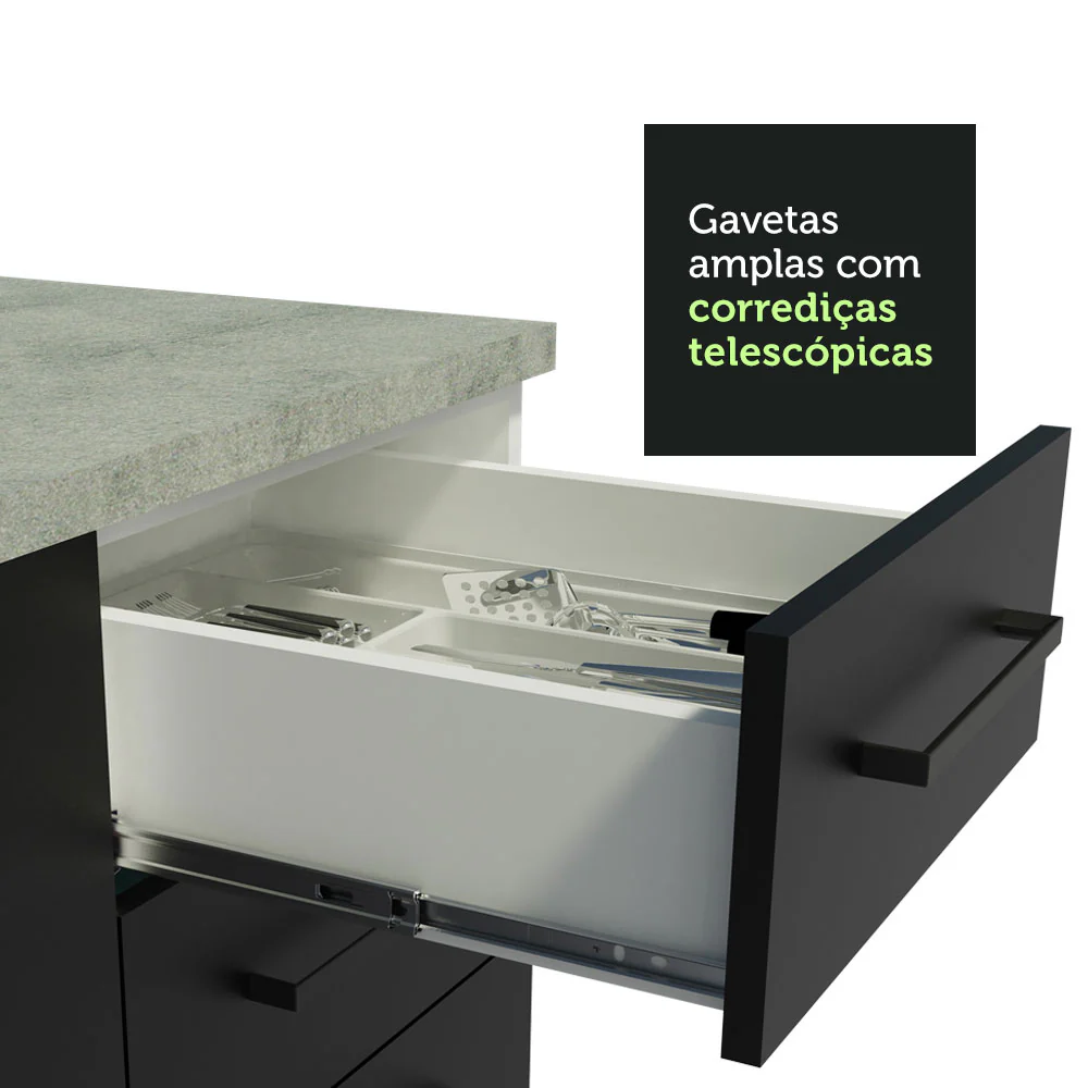 Armário de Cozinha Completa 290cm Branco/Preto Agata Madesa 01 - Image 7