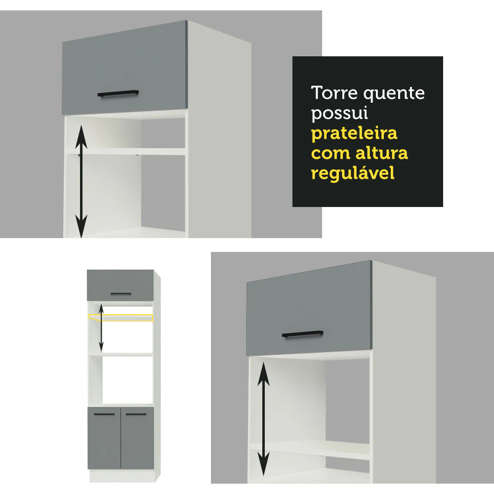 Armário de Cozinha Completa 310cm Branco/Cinza Agata Madesa 01 - Image 8