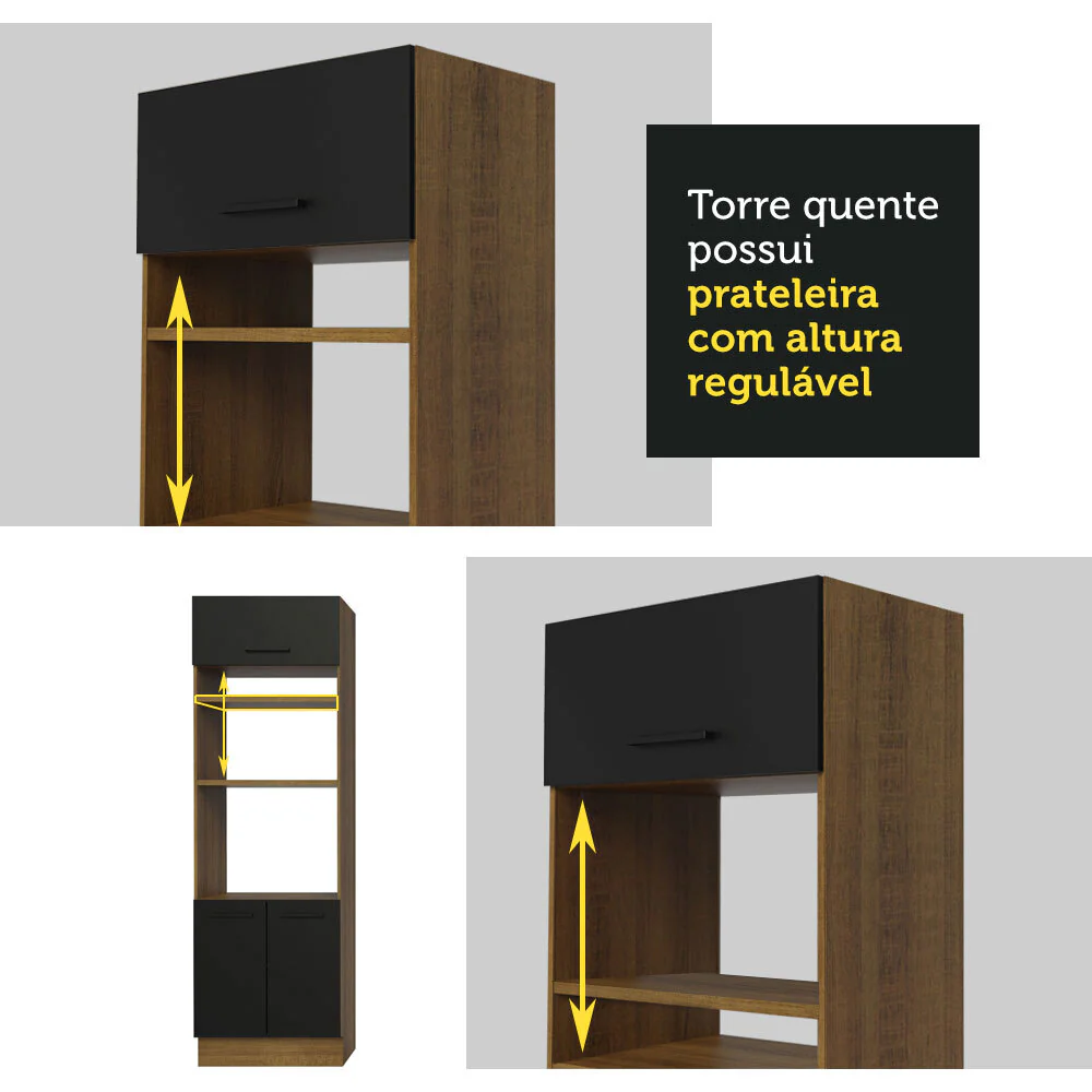 Armário de Cozinha Completa 350cm Rustic/Preto Agata Madesa 01 - Image 8