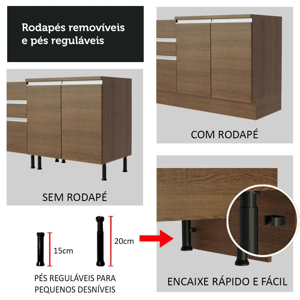 Armário de Cozinha Completa 220cm Rustic Áquila Madesa 04 - Image 8