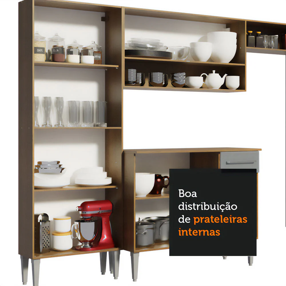 Armário de Cozinha Completa 293cm Rustic/Cinza Emilly Madesa 01 - Image 8