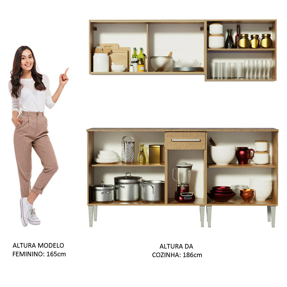 Armário de Cozinha Completa 169cm Rustic Emilly Box Madesa 03 - Image 5