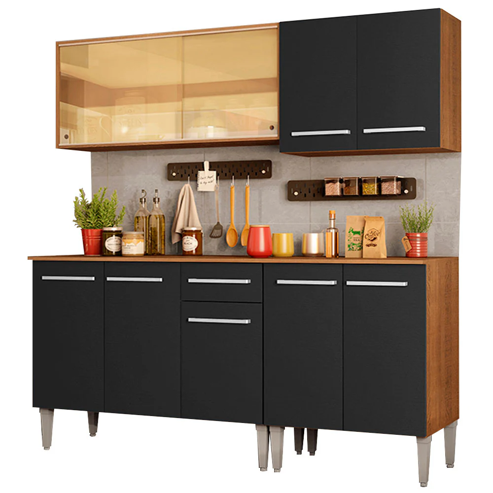 Armário de Cozinha Completa 169cm Rustic/Preto Emilly Drive Madesa 04 - Image 2