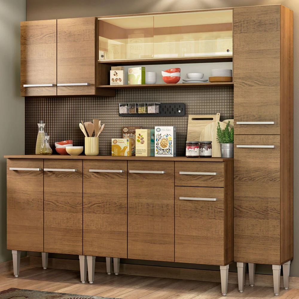 Armário de Cozinha Completa 201cm Rustic Emilly Sky Madesa 04