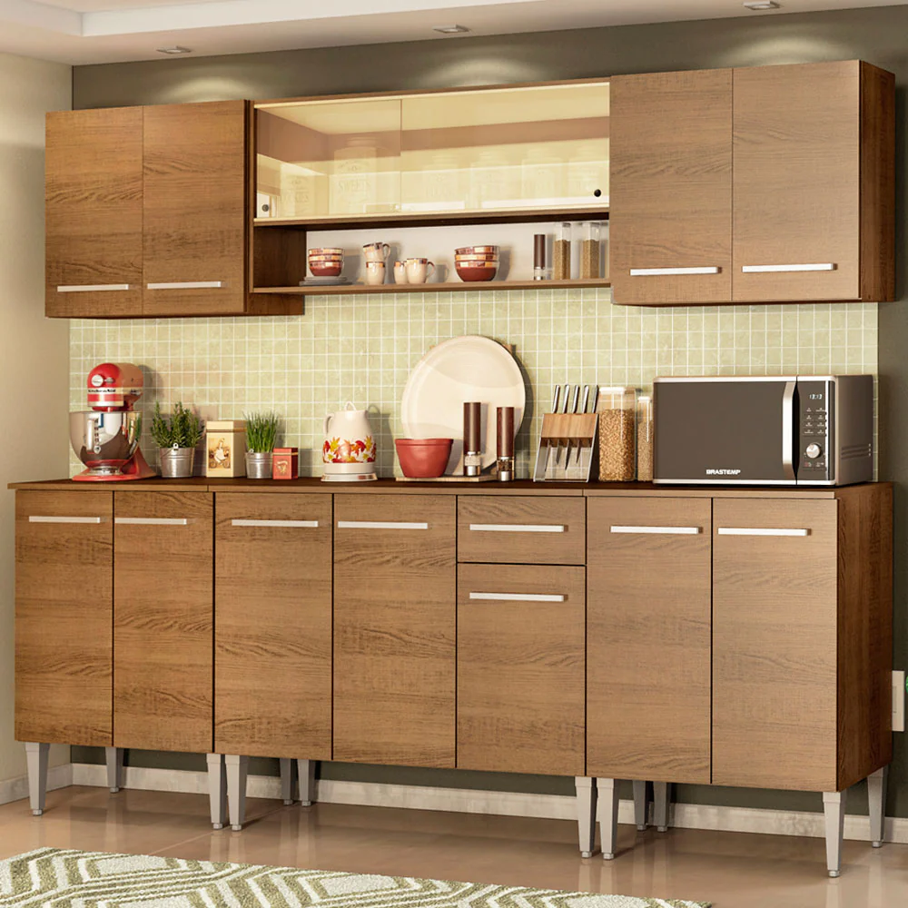 Armário de Cozinha Completa 233cm Rustic Emilly Smile Madesa 04