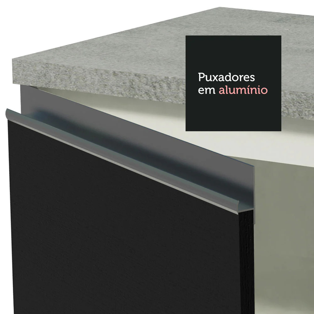 Armário de Cozinha Completa 240cm Branco Preto Glamy Madesa 03 - Image 6