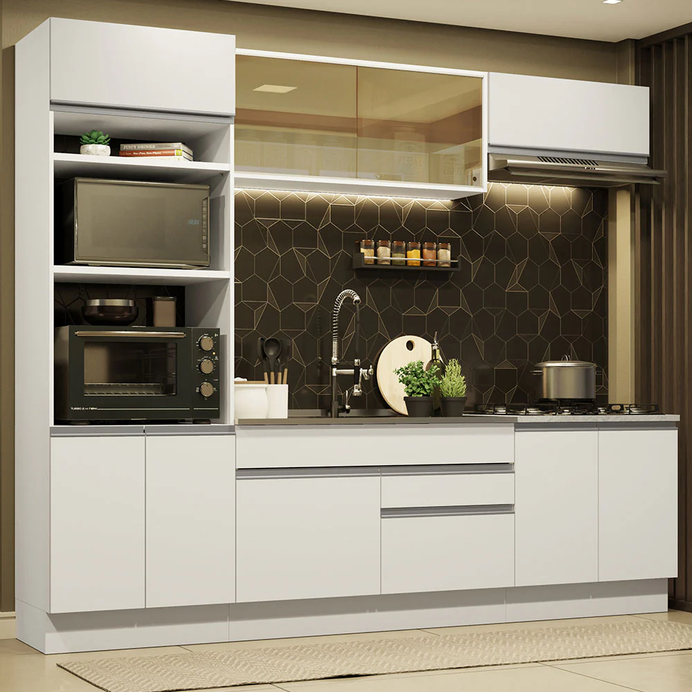 Armário de Cozinha Completa 270cm Branco Glamy Madesa 10