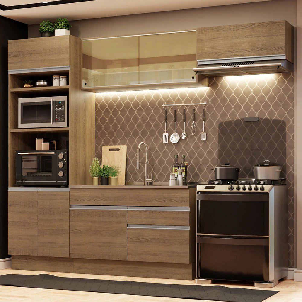 Armário de Cozinha Completa 270cm Rustic Glamy Madesa 11